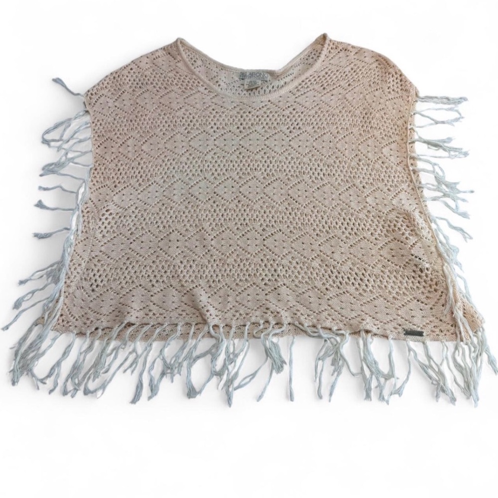 Vintage Y2K Billabong Crochet Poncho Top Womens Small Boho Beach Surfer Festival